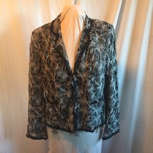 Jones New York Collection Black and Gold Shear Lightweight Jacket Size 12